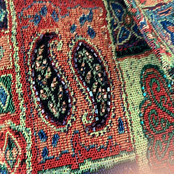 Bird elephant tapestry multicolored artsy lined boho paisley coat - Picture 17 of 17